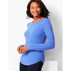 Talbots lambs wool blue basketweave sweater Size medium Minimal Cozycore